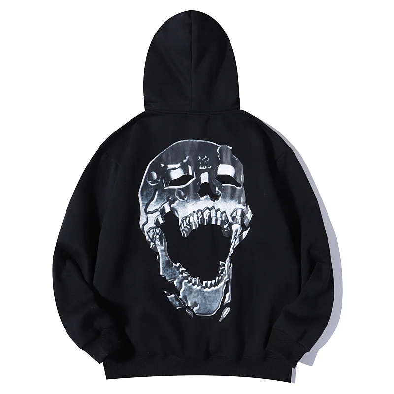 Hip Hop XXXtentacion Revenge Hoodies Bone Skull Smoke Print Sweatshirts Men Women Harajuku Streetwear Fleece Autumn Pullover