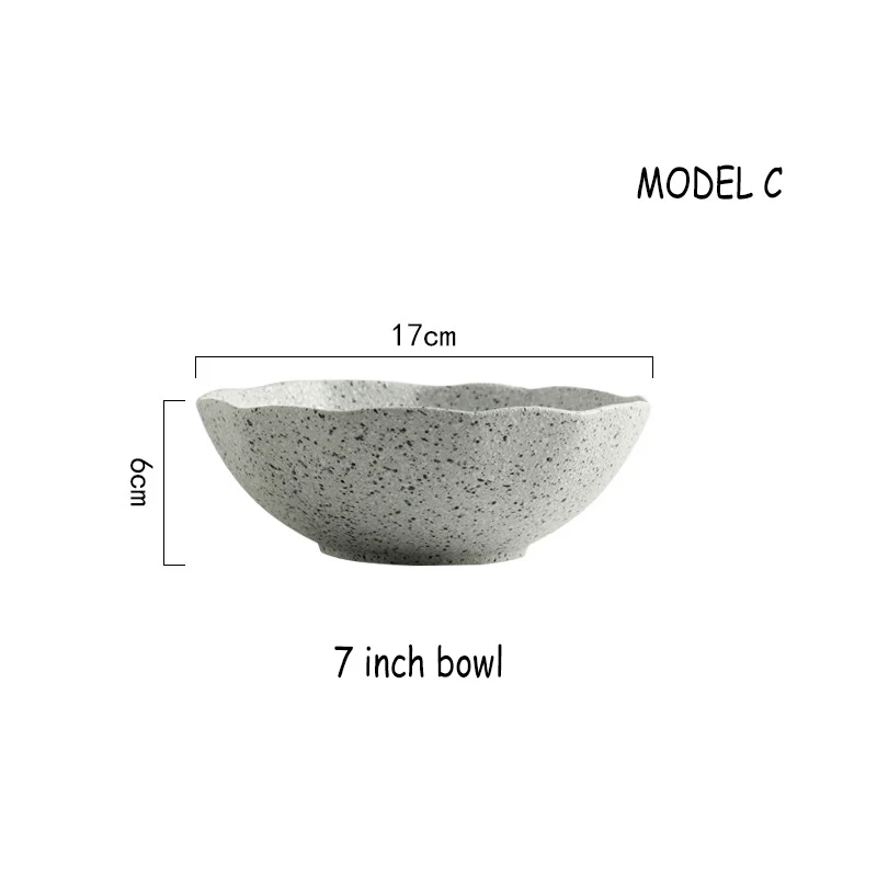 Керамическая тарелка, миска для супа, белые столовые приборы, набор посуды, гранитная тарелка, столовая посуда с воланом, круглая тарелка, посуда, овальные обеденные блюда - Цвет: Model C
