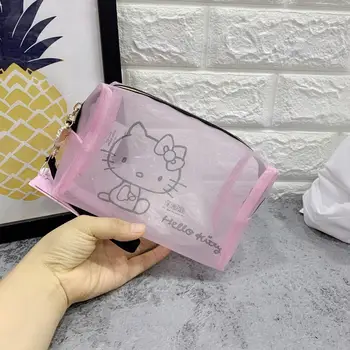 

HelloKitty mesh cosmetic bag small square bag portable storage bag large capacity wash bag
