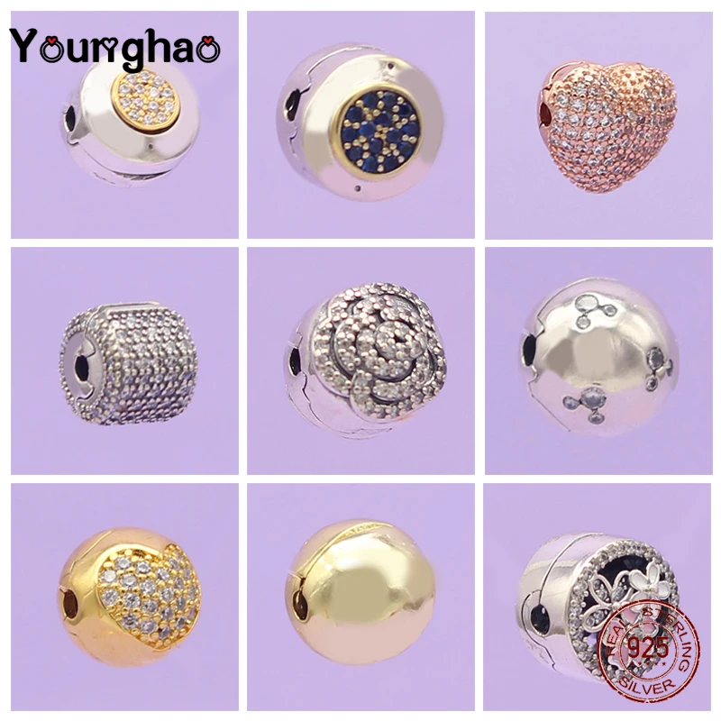 

Younghao Jewelry 925 Sterling Silver Buckle For Jewelry Flower Heart Round Buckle For Beadwork Fit Pandora Bracelets Accessories