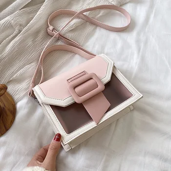 

Contrast Color PU Leather Crossbody Bags For Women 2020 Cut Lady Small Shoulder Messenger Bag Female Travel Handbags #35