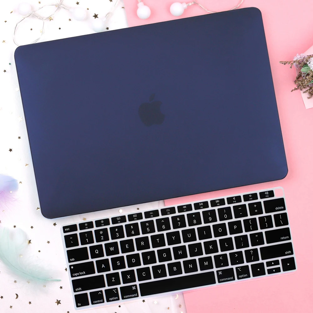 Кристально прозрачный жесткий чехол для защиты Macbook Pro 13 15 Pro 16 Touch Bar A1706 A1707 A1990 Air 13 Touch ID A1932 - Цвет: Matte Navy blue
