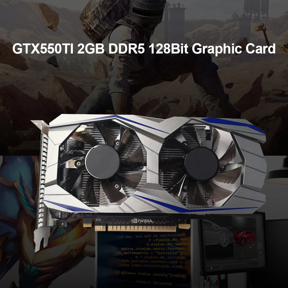 GTX550TI 2GB 128Bit DDR5 NVIDIA Computer Graphics Cards HDMI-Compatible VGA Gaming Video Graphic Card with Dual Cooling Fan gpu pc