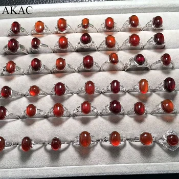 

AKAC natural orange garnet pyrope white copper adjustable ring factory wholesale