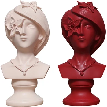 

Nordic Abstract Resin Female Bust Statue Human Head Sculpture Ornament Room Desktop Decoration Home Decoration Accessories