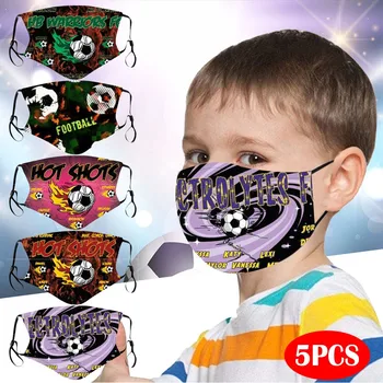 

5pcs Children's Reusable Ball Printing Mask Washable Windproof Dust-proof Face Mask Anti-pollution Breathable Guarda Mascarillas
