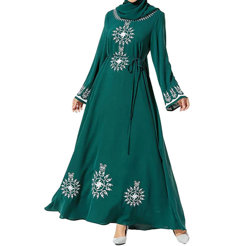 green dress Абайя, арабское хиджаб с капюшоном мусульманское женское платье Marocco исламская одежда кафтан турция катара кафтан vestidos халат Femme Musulmane - Цвет: green dress