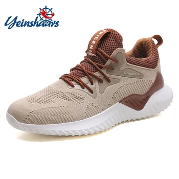 

YEINSHAARS Model Flying Woven Casual Shoes Men's Sneakers Breathable Mesh Casual Coconut Shoes Office Version Running Shoes