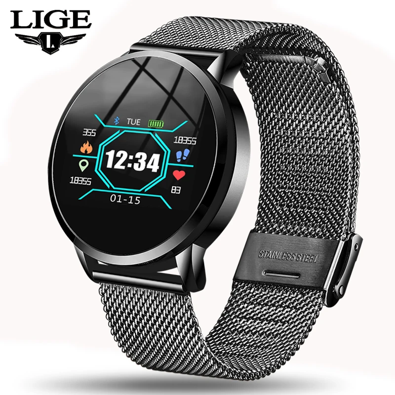 

LIGE New Smart Watch Men Women OLED Screen Heart Rate Monitoring Blood Pressure Fitness tracker Smart bracelet reloj inteligente