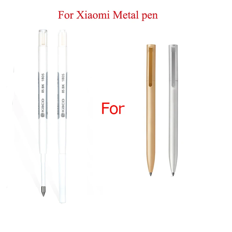 For Xiaomi Metal Sign pen Kaco 0.5MM EU Refill Blue/Black/Red/Navy Blue Ink European Standard Retractable Gel Pens 10Pcs/Pack