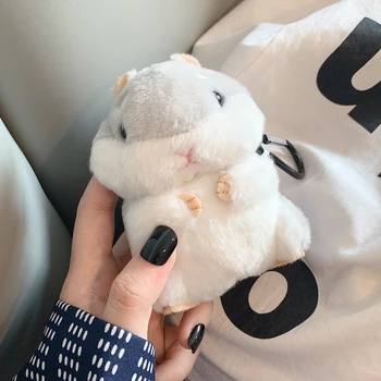 

For Apple AirPods 1 Case 3D Cute Cartoon Hamster Mouse Winter Warm Plush Soft Fur Doll Toy Wireless Earphone Cover for Airpods 2