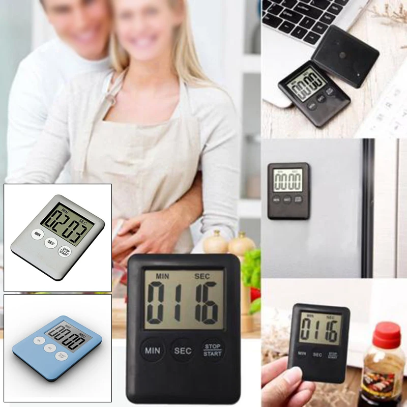 Секундомер мини кухня ванная комната тонкие ЖК-часы с цифровым таймером напоминание с магнитом кухонный таймер
