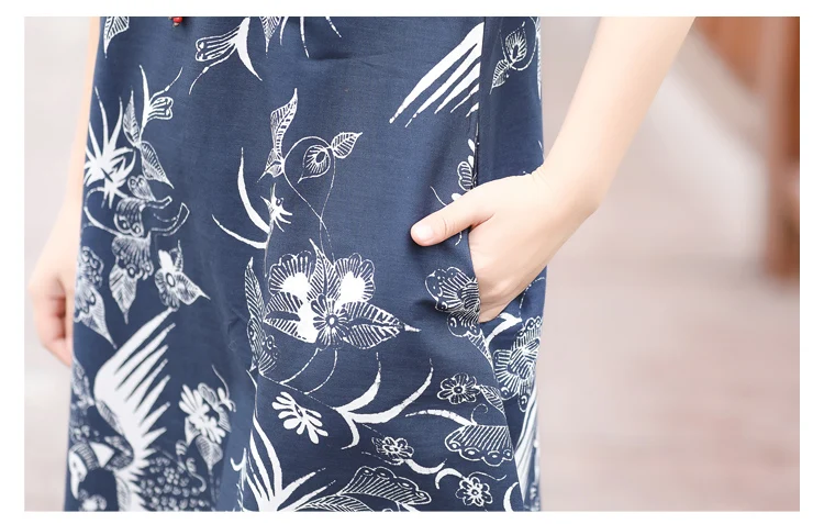 Китайское платье cheongsam qipao женское хлопковое и льняное платье cheongsam с коротким рукавом длинное платье qipao с цветочным принтом qipao