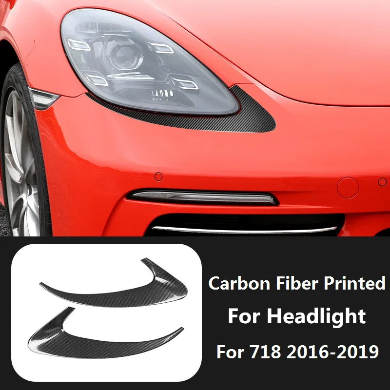 

Carbon Fiber Printed Headlight Eyebrow Cover Tail Light Moulding Trim for Porsche 718 Cayman Boxster 2016 2017 2018 2019 Styling