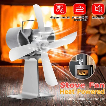 

Stove Fan 4 Blade Fan Heat Powered Komin Wood Burner Eco Fan Friendly Quiet Home Efficient Heat Distribution