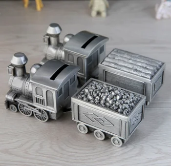 

Creative Vintage Zinc Alloy Truck Piggy Bank Children 's Toy Money Box Home Decor Wood Coin Jar Favor Craft Gift For Kids LFB897