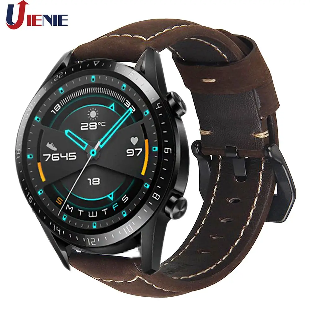 Ремешок кожаный для наручных часов Huawei Watch GT /GT 2 /gt 2e /Active браслет смарт Huami Amazfit GTR 47