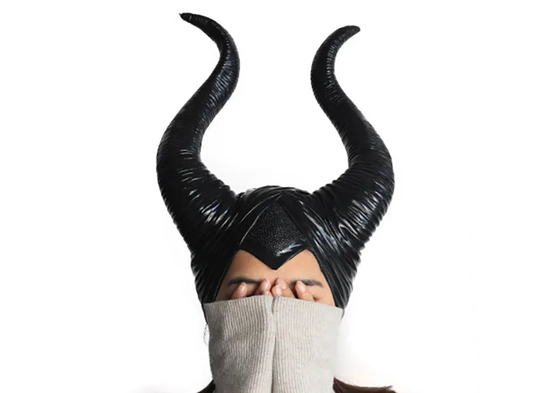 Maleficent ведьма косплей рога шляпа для взрослых женщин мужчин Хэллоуин косплей реквизит злой головной убор Черная Королева латексная маска головной убор шлем