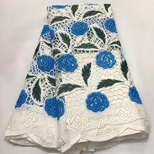 Африканская гипюровая кружевная ткань из нитей, вышивка в швейцарском стиле, растворимые кружевные ткани, 5 ярдов для платья