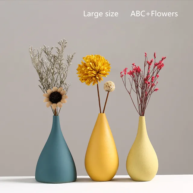 ヨーロピアンスタイルの花瓶,シンプルなセラミックと黄色の磁器の花瓶 