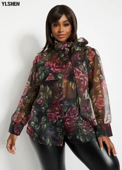 

Plus Size Africa Mesh Blouse African Dresses for Women Tops Dashiki Sexy Print Shirts Bow Blusas African Dress Vetement Femme
