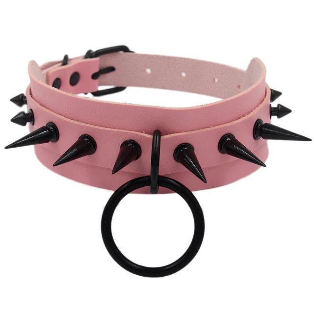 Source Emo Spike Choker Punk Collar Female Women Men Black Leather Studded  Rivets Chocker Necklace Goth Jewelry Gothic Accessories on m.