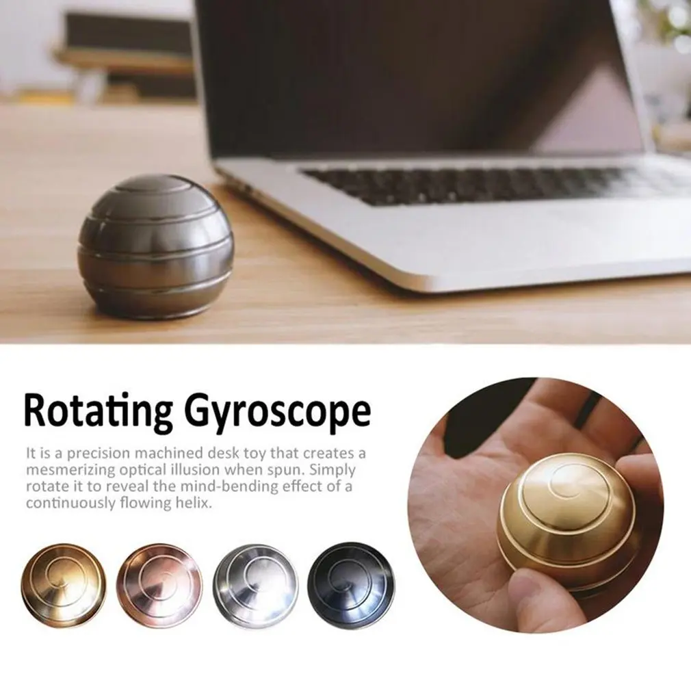 Ball Metal Desktop Decompression Rotating Spherical Gyroscope Finger Toy Rose Gold 40mm 