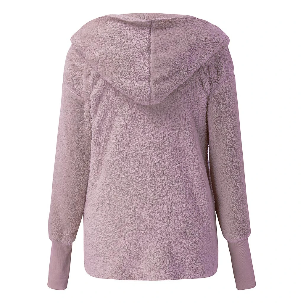 Women Autumn Winter Jacket Coat Hood Luxury Fleece Jacket Fluffy Jackets Overcoat Casual  Plus Size Outwear 822