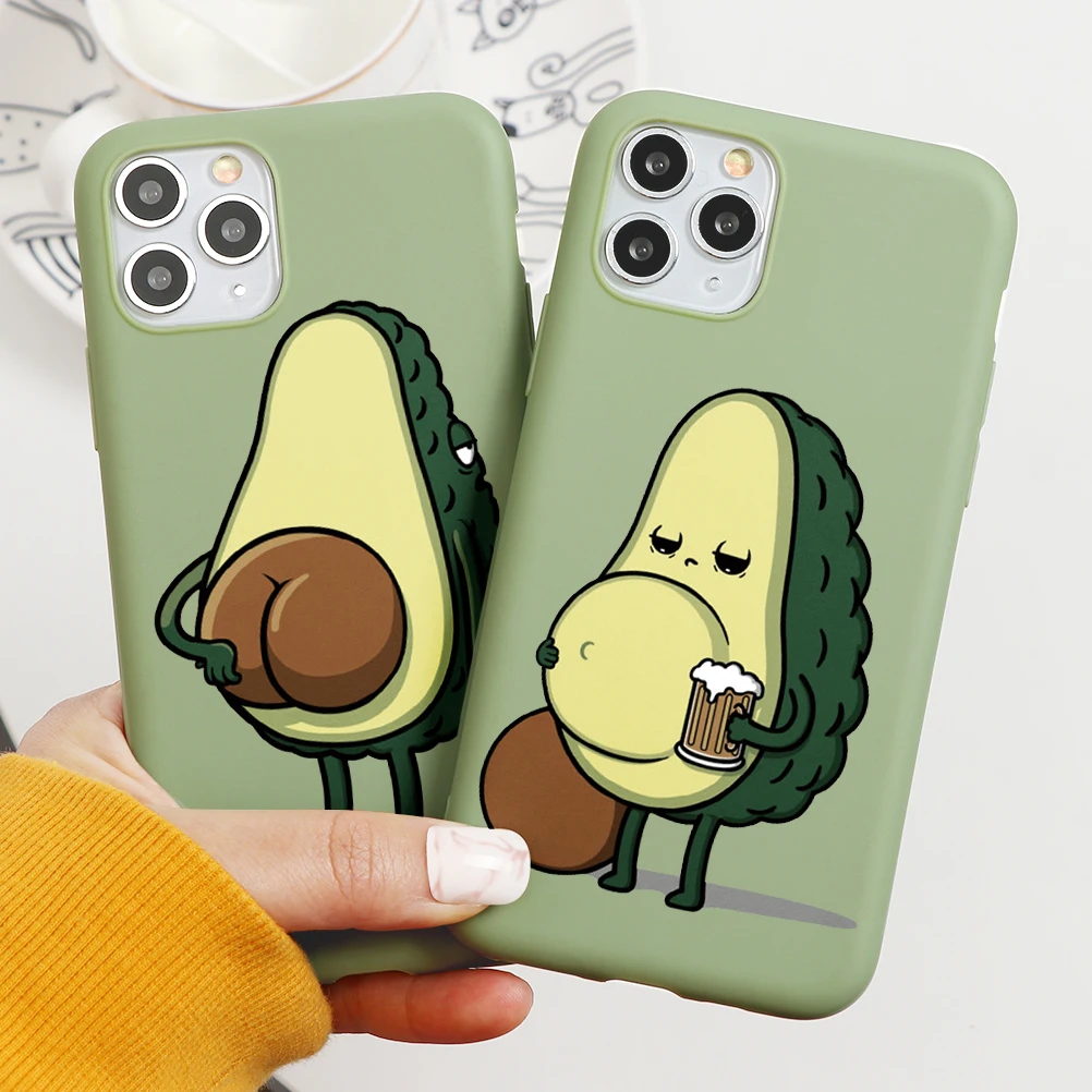 Cute Avocado Matte Phone Case For iPhone 12 11 Pro XS Max X XR Candy Color Cases 5 5S SE 2020 6 6S 8 7 Plus TPU Cover | Мобильные