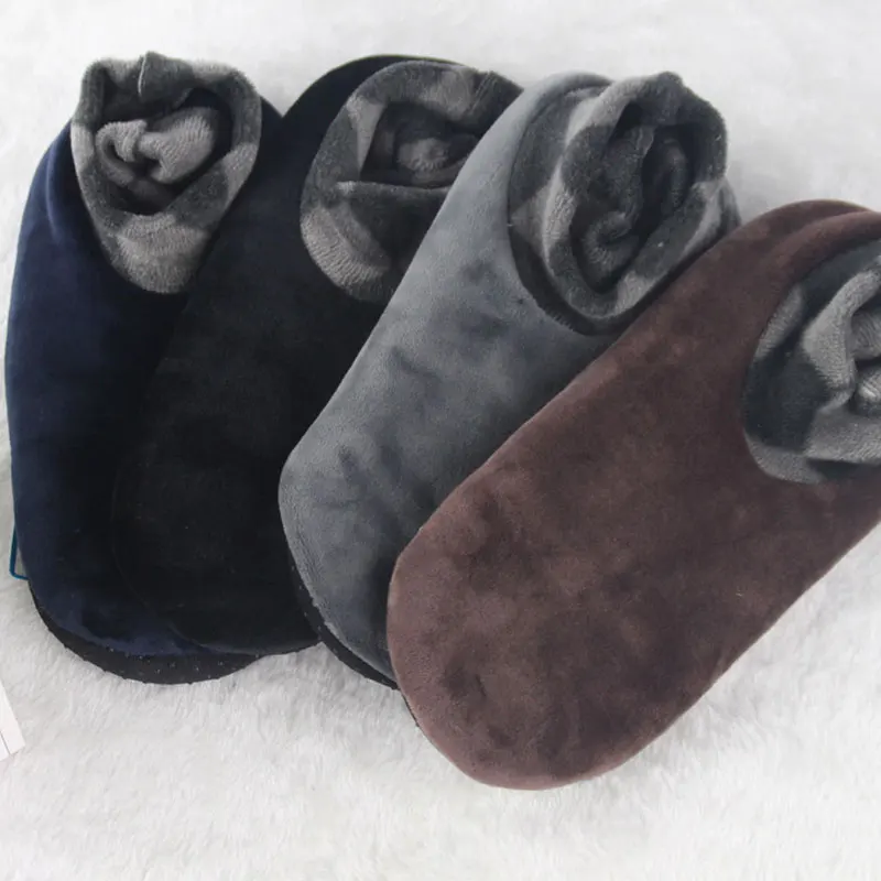 Новинка; мужские и женские плотные зимние теплые мягкие носки-башмачки; нескользящие эластичные домашние носки-тапочки; плотные бархатные домашние удобные носки