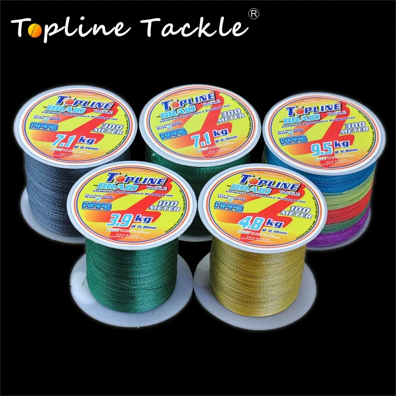 

Topline Tackle 4X Line Multifilament Light Green 0.4mm Diameter 3.9Kg-48.5Kg Strength Test Braided Cord For Ocean Rock Fishing