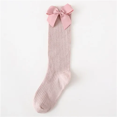 Solid Children Socks With Bows Cotton Baby Girls Socks Soft Toddlers Long Socks For Kids Princess Knee High Socks for Girls 2022 Pink