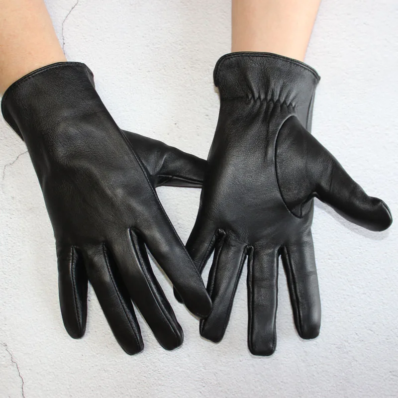 Men's sheepskin gloves thin rayon lined leather gloves unlined