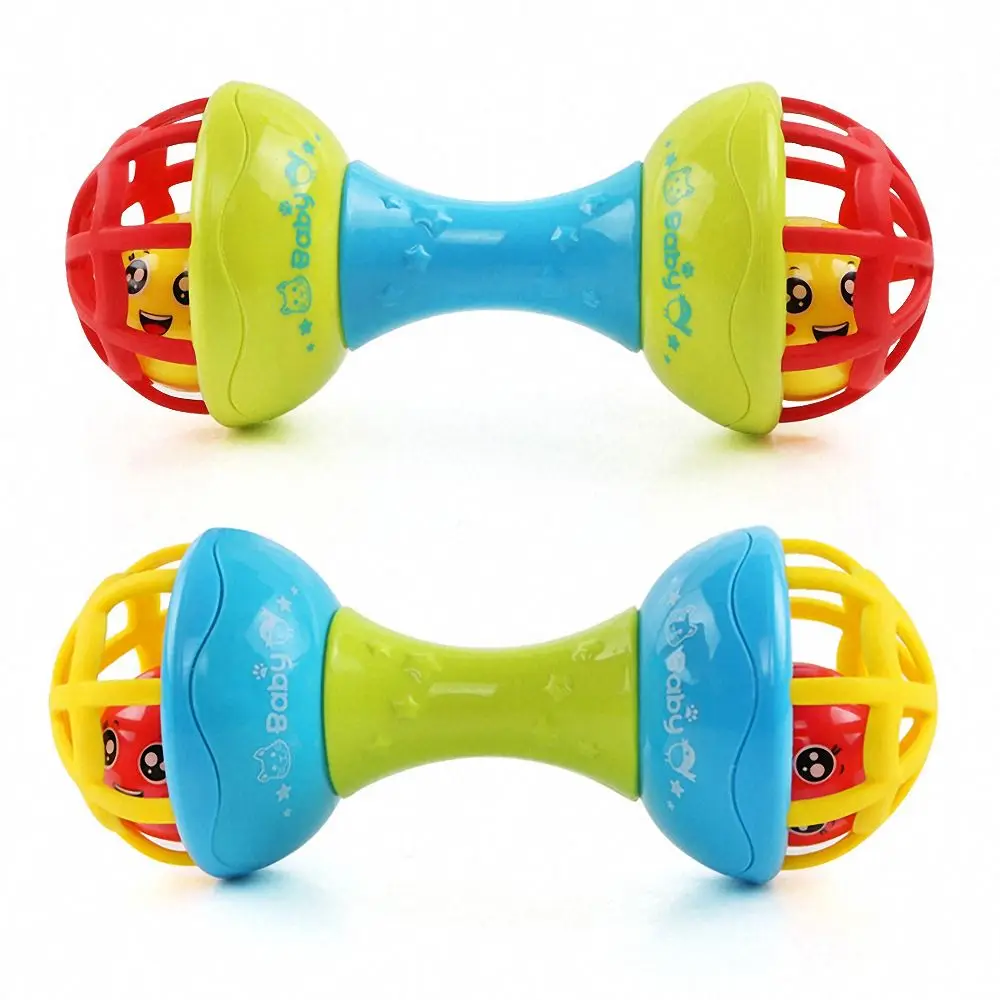 

1pc Baby Rattles Interactive Toy Soft Rubber Dumbbell for Children Infant Toddler Early Education Puzzle Hand Grab Ball Boy Girl
