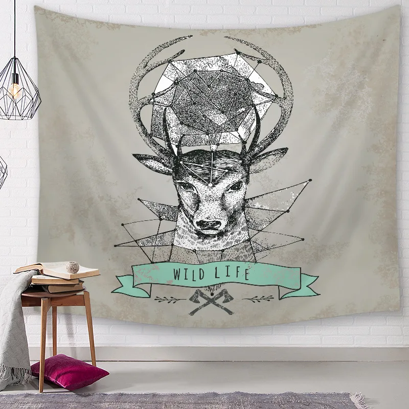 Lychee Animal Series Printed Wall Hanging Tapestry Polyester Blanket Art Wall Carpet Home Decorative Tapestry - Цвет: 2