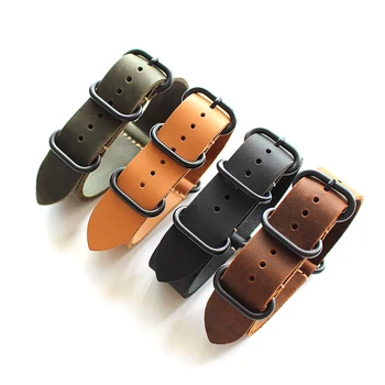 

Handmade Vintage Crazy Horse Leather Strap 20/22MM/24MM Wide Soft NATO Nato Watch Band Men's Military Wrist watch leather straps
