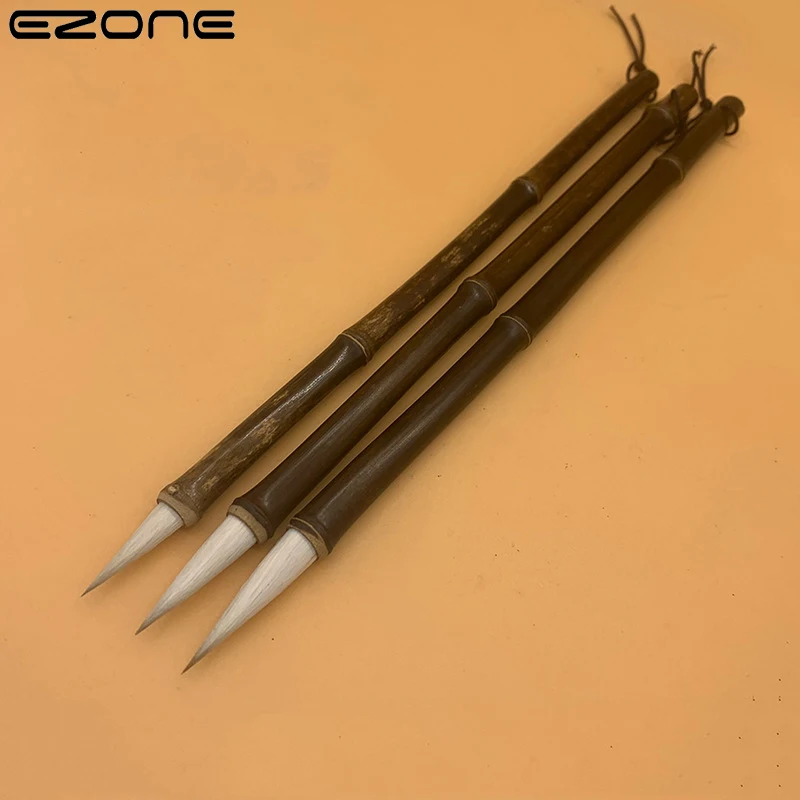 Calligraphy Brush EZONE Wool Weasel Hair Calligraphy Brush Pen Ancient Chinese Bamboo Medium Regular Script Writing Drawing Brush Stationery