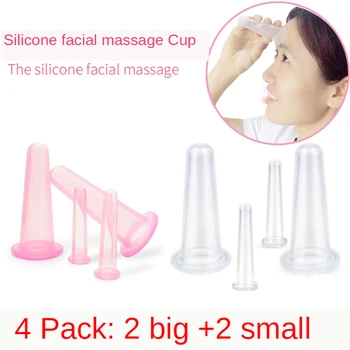 

4pcs/set Face slimming Jar Vacuum Cupping Cans for Massage Silicone Cupping Vacuum Face For Face Body Durable Face-lift
