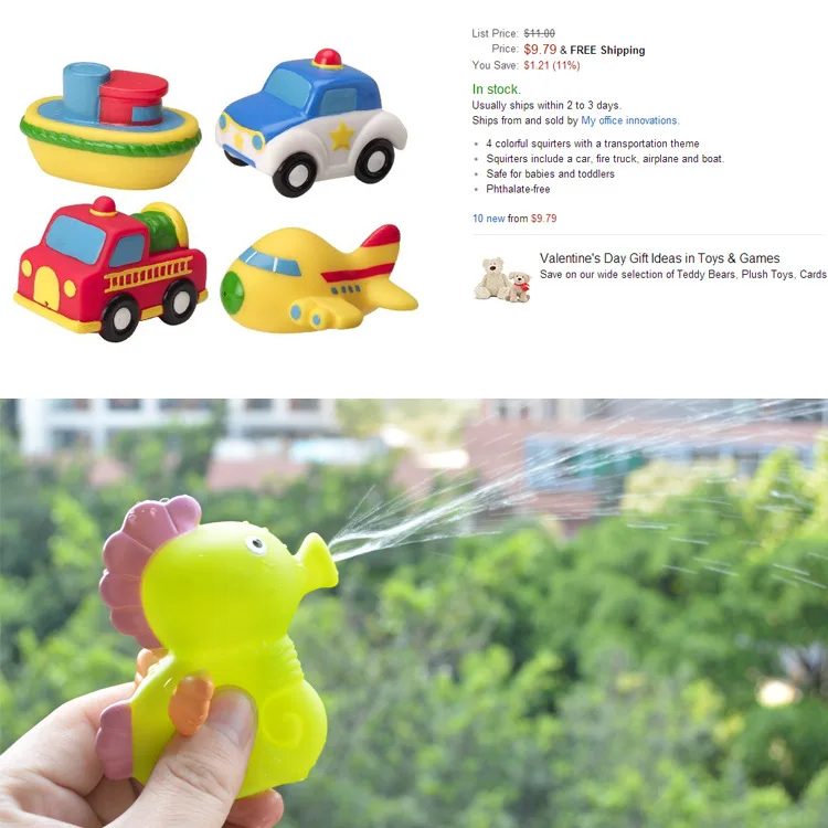 Sozzy детская игра вода игра с водой мягкий Silcone воды спрей игрушки океанов животных/дорожные инструменты безопасные нетоксичные