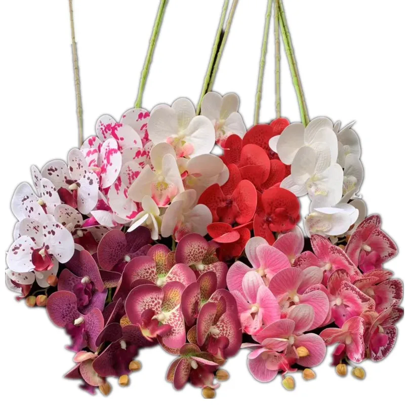 

10pcs Artificial Latex Butterfly Orchid Flowers 6/7 Heads/Piece Real Touch Phalaenopsis Orchid for Wedding Floral Decoration