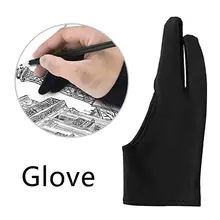 Перчатки для искусства раскрашивания для любого графического рисунка планшета черные 2 пальца противообрастающие как для универсальной левой, так и для правой руки