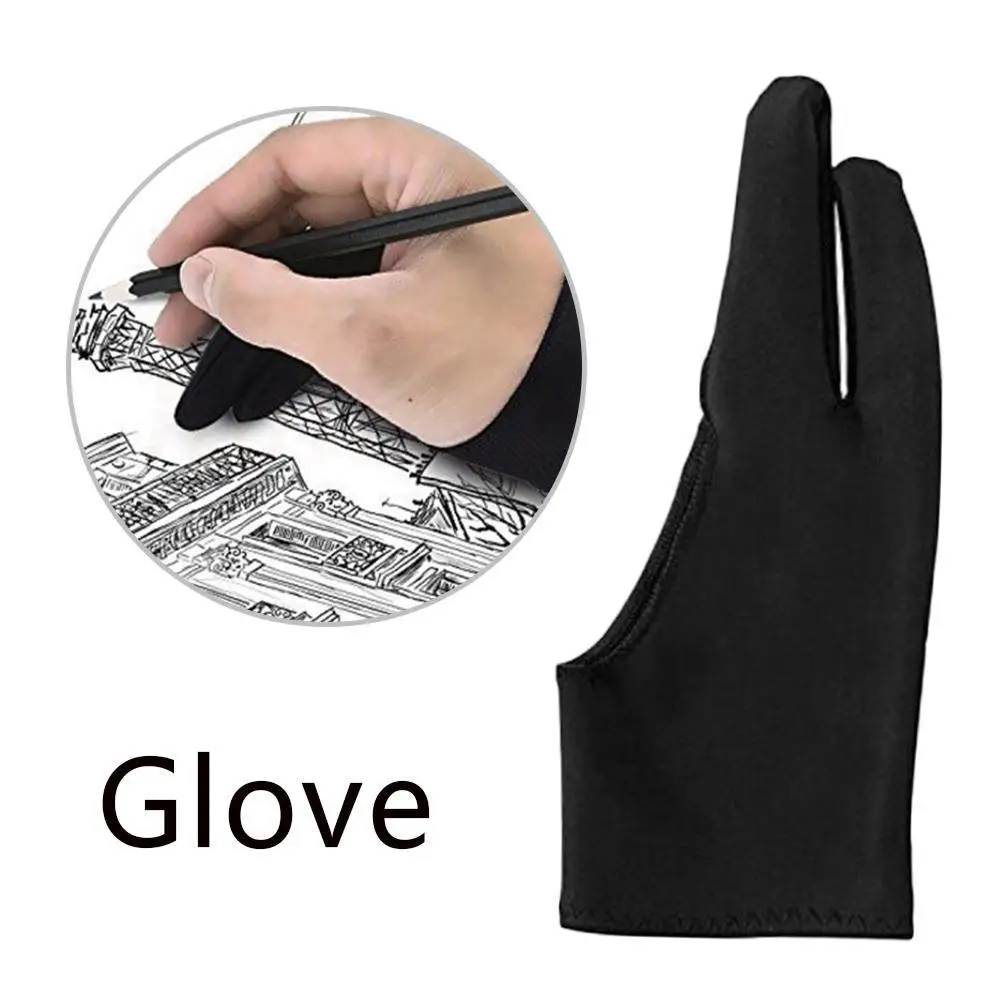 

Artist Drawing Glove For Any Graphics Drawing Tablet Black 2 Finger Anti-fouling Both For Universal Left And Right Hand