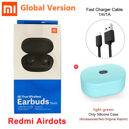 GB Add Case Cable Xiaomi Redmi Airdots Global TWS беспроводные Bluetooth наушники бас стерео гарнитура с ИИ Управление гарнитура с микрофоном - Цвет: GB Add Case Cable
