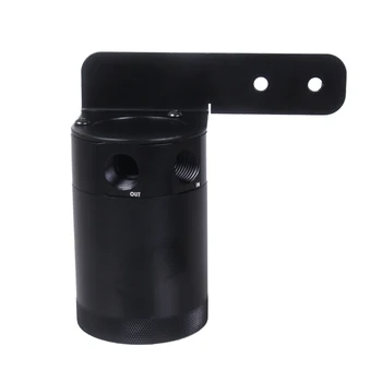 

Aluminum Black Baffled Oil Catch Can Tank Air-Oil Separator Kit For