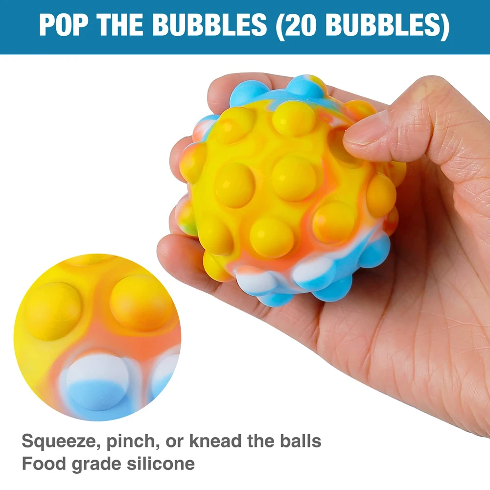 Pop It Ball 4 Packs 3D Silicone Squeeze Balls Toy Push Bubble Pop Its  Fidget Toys Squishy Stress Balls Sensory Toys for Kids and Adults