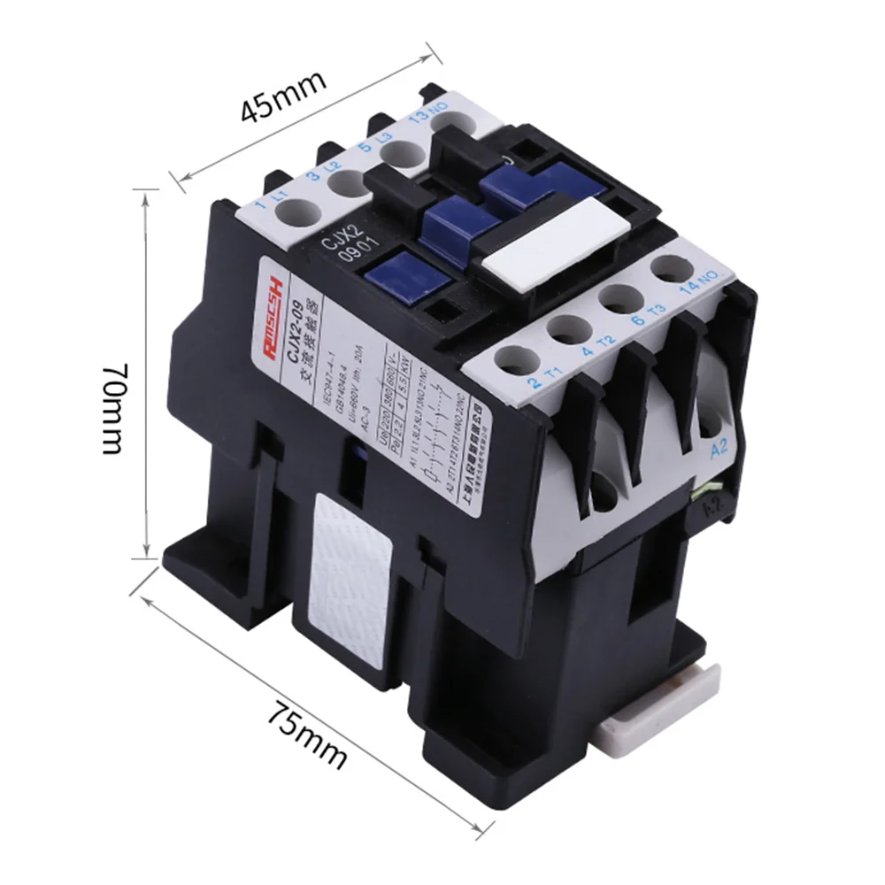 CJX2-0901 LC1 контактор переменного тока 9A 3 фазы 3-полюсные NC катушка Напряжение 380V 220V 110V 36V 24V 50/60Hz Din рейка крепление 3 P+ 1NC