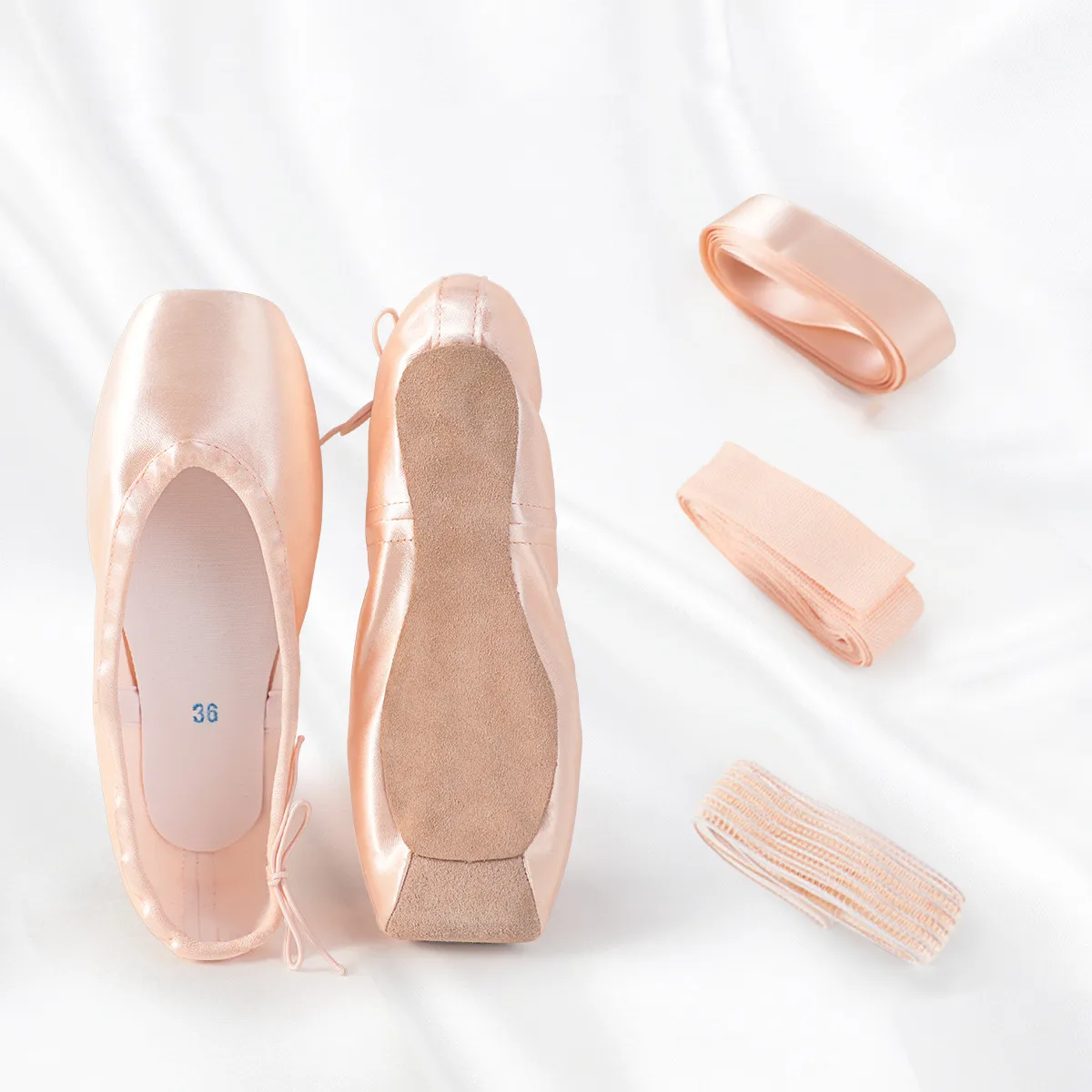Professional Ballet Dance Pointe Shoes Champagne Leather Satin Breathable  High Elastic Wear-resistant Ballerina Dance Shoes AliExpress - Main Image