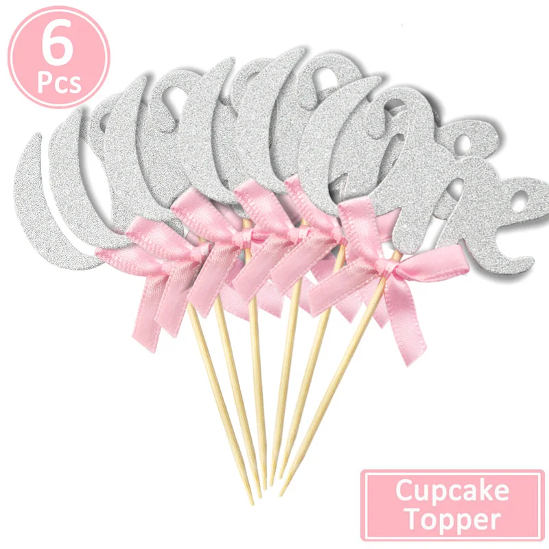 6pcs silver topper Розовое золото 1st счастливый набор воздушных шаров на день рождения фольга номер шар баннер первый ребенок девочка вечерние украшения мой 1 один год поставки - Цвет: 6pcs silver topper