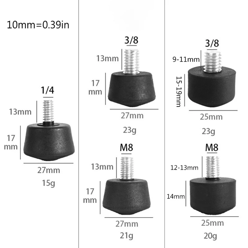 Punta per piedini in gomma antiscivolo universale MOLA per treppiede monopiede 3/8 