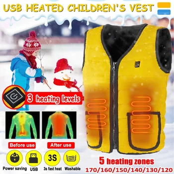 

Electric Heated Vest for Kids Winter Children Cotton USB Infrared Heating Vest Waistcoat Outdoor Thermal Warm Heated Jacket